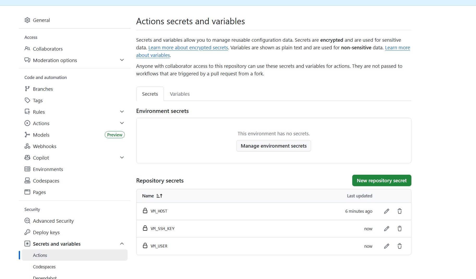 Secrets GitHub Actions